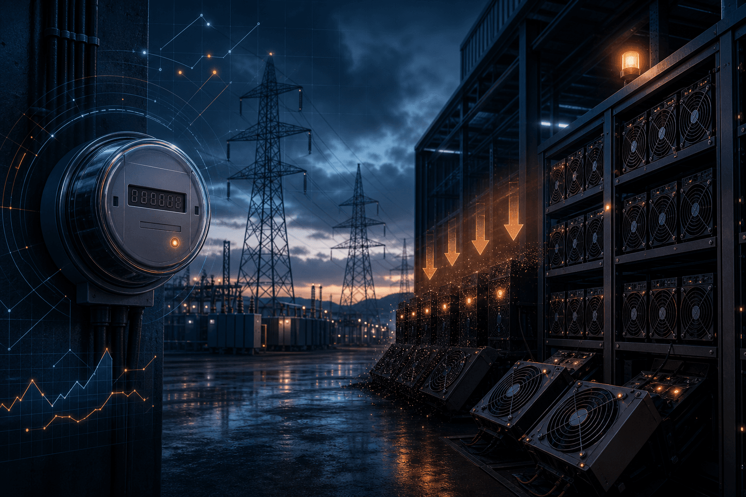 Bitcoin mining facility participating in grid curtailment and demand response