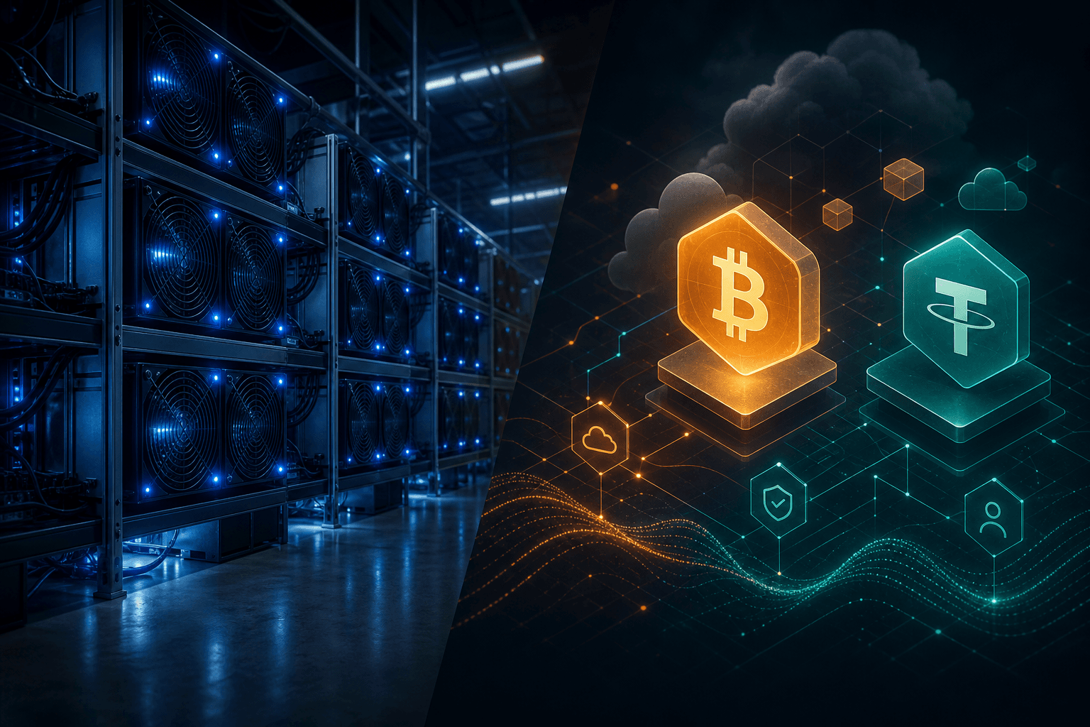 Bitcoin and USDT cloud mining contracts on operated ASIC farm infrastructure