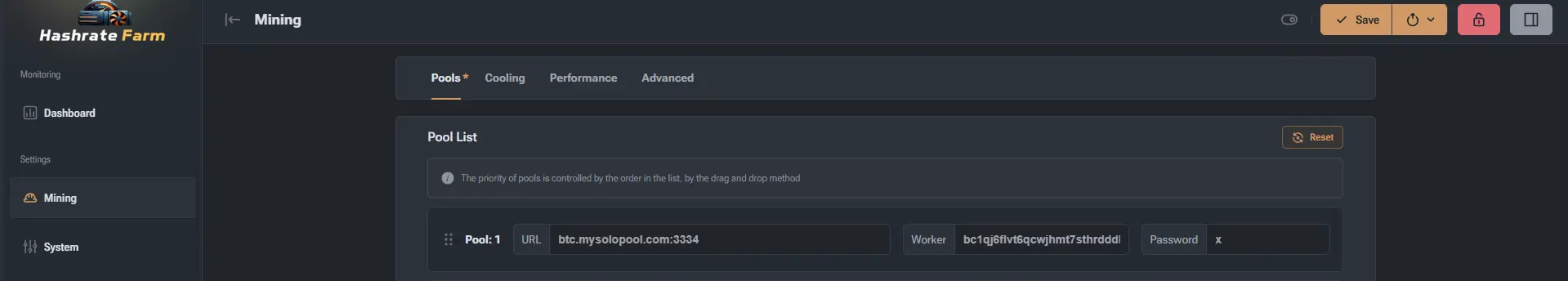 ASIC miner connected to MySoloPool for solo Bitcoin mining