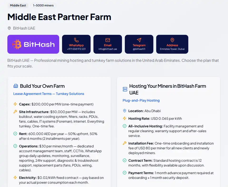 UAE mining farm hosting partner spotlight for large-scale Bitcoin colocation