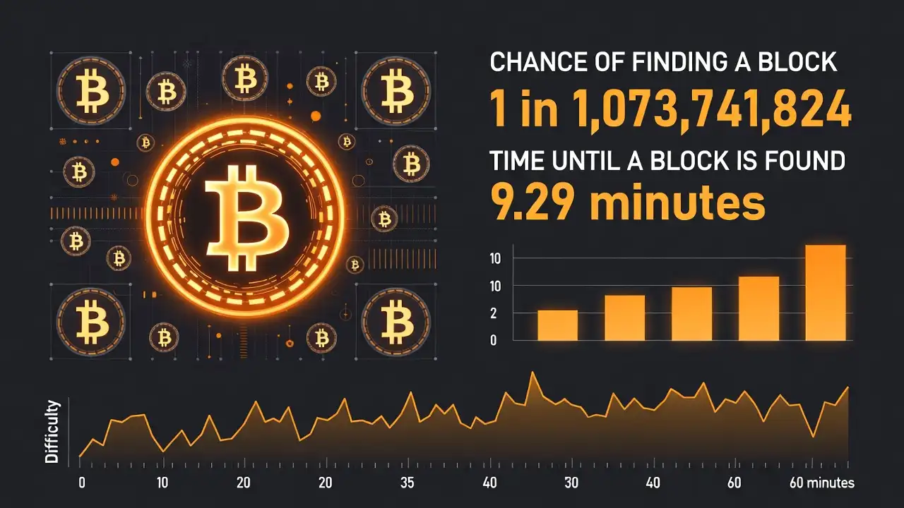 Solo mining probability calculator with Bitcoin block odds visualization